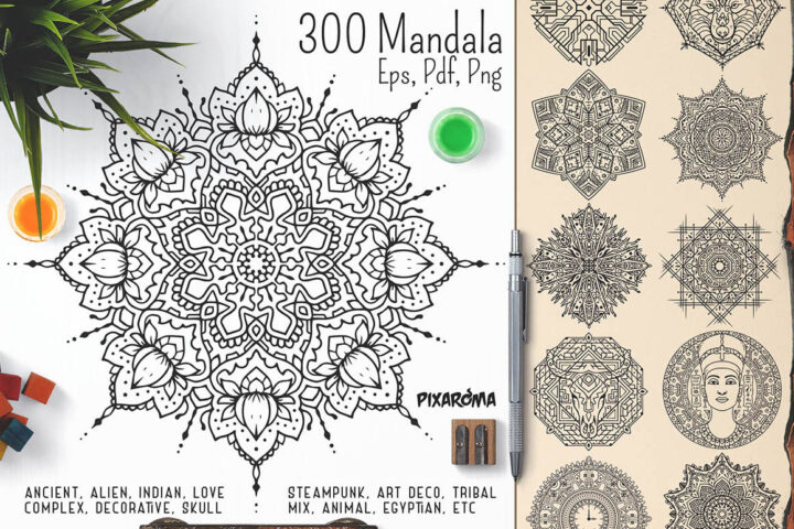 300 Vector Mandala Ornaments