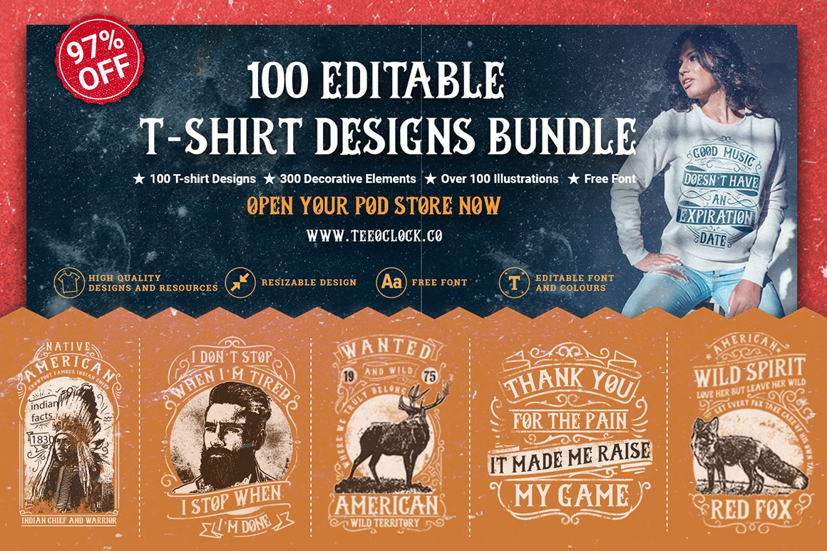 100 Editable T-shirt Designs - Dealjumbo