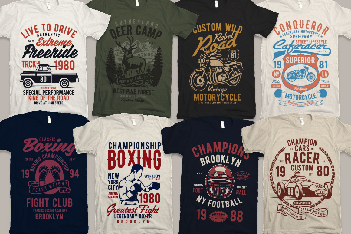 100 Vintage T-shirt Designs 2 - Dealjumbo