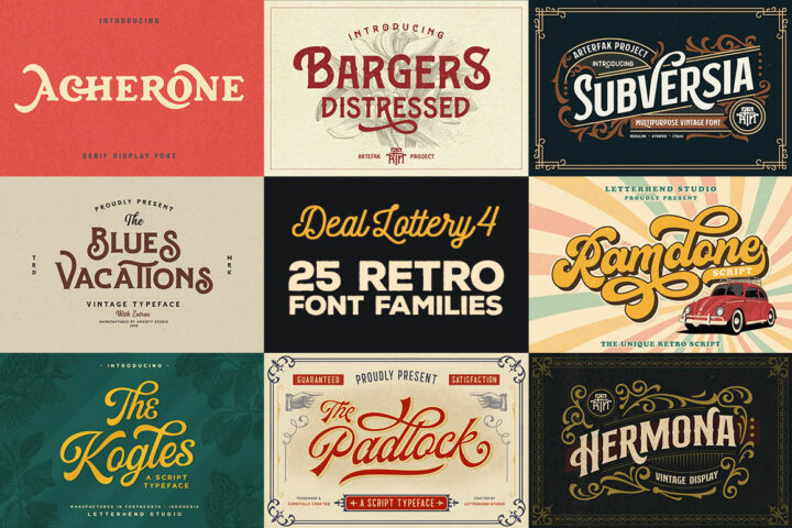 Deal Lottery 4 – 25 Retro Font Families