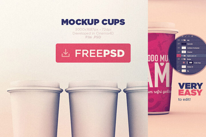 Free Cups Mockup Template