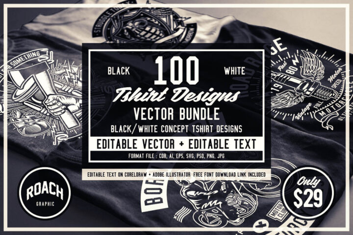 100 B&W T-shirt Designs