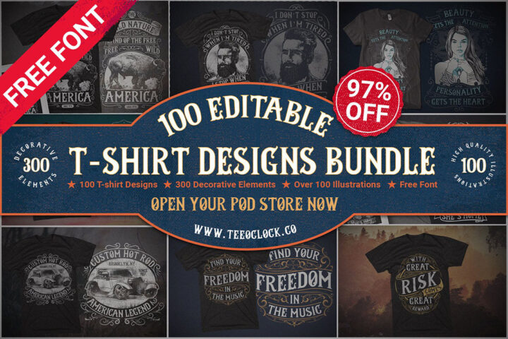 100 Editable T-shirt Designs