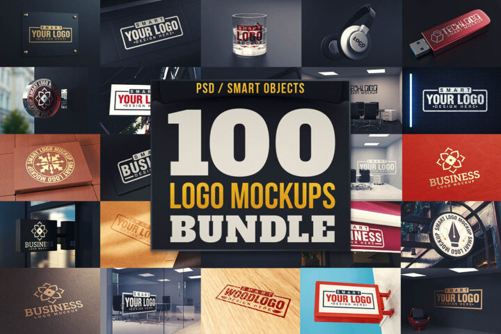 100 Logo Mockups Bundle