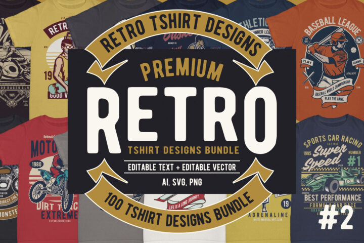 100 Premium Retro T-shirt Designs 2