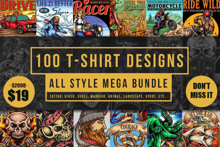 100 Handdrawn T-Shirt Designs