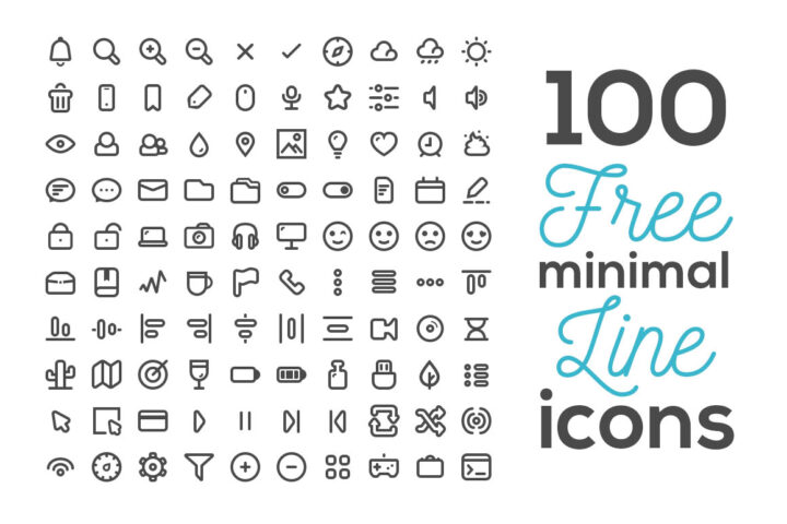 100 Free Minimal Line Icons
