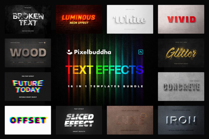 16 in 1 Photoshop Text Effects Bundle