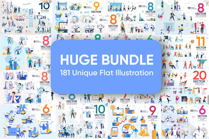 181 Unique Flat Illustrations