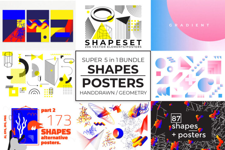 Handdrawn or Geometry Shapes & Posters