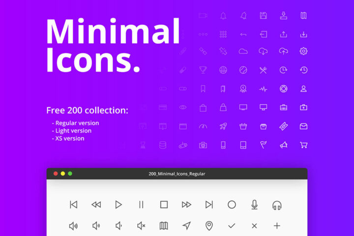 200 Minimalistic Line Icons