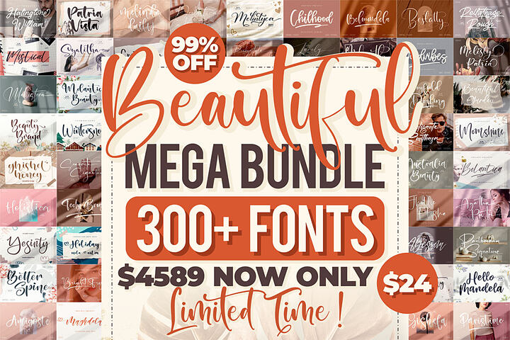 Beautiful Mega Bundle – 300+ Fonts