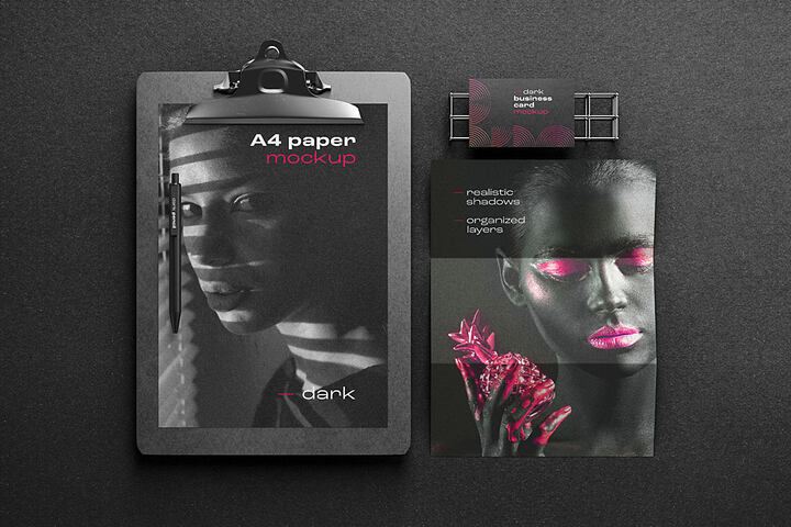 Dark Stationery – Free Mockup