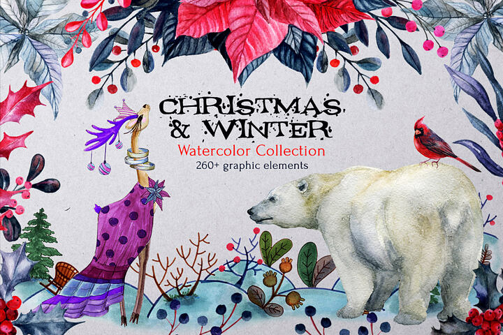 Christmas & Winter Watercolor Collection