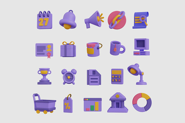 Free 3D Cartoon Icon Pack