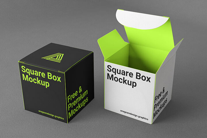 Square Package Box – Free Mockup