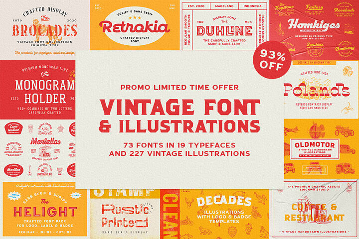 Vintage Fonts & Illustrations