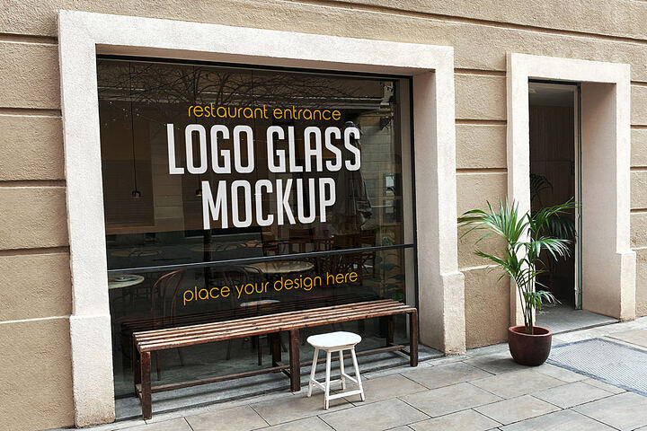 Restaurant Glass Logo – Free Mockup