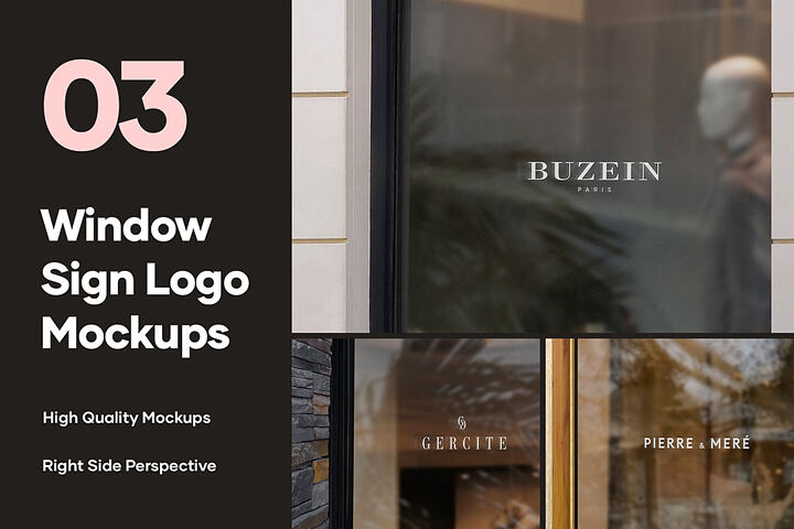 3 Window Signs – Free Mockups