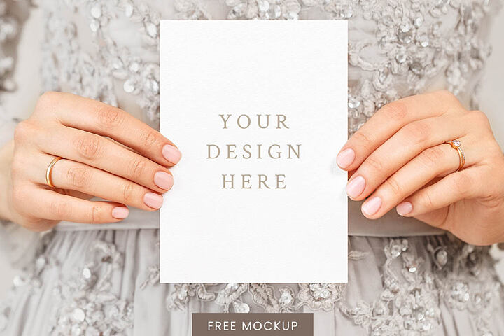 Bride Holding Card – Free Mockup