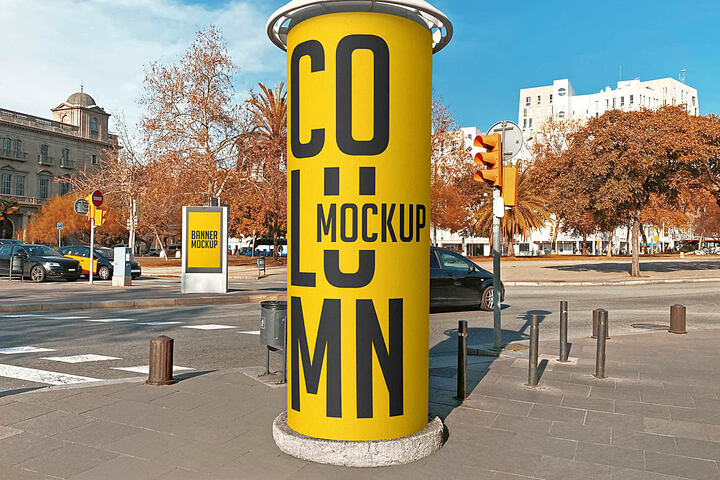 Round Advertising Column – Free Mockup
