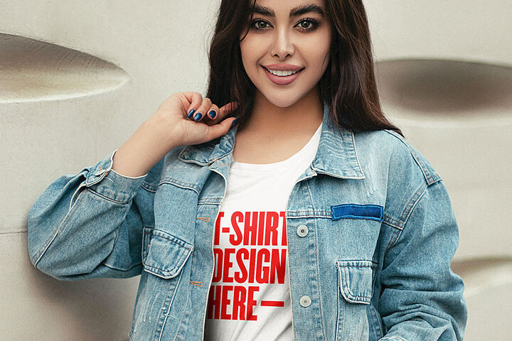 Girl Wearing T-shirt – Free Mockup