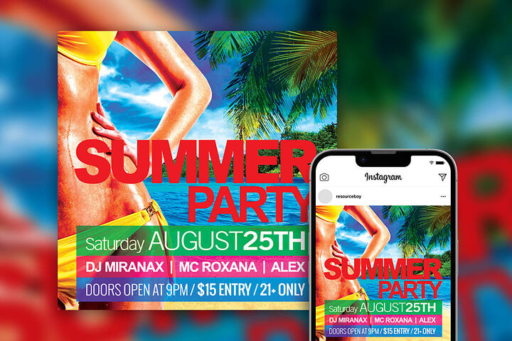 Bold Summer Party – Free Instagram or Flyer