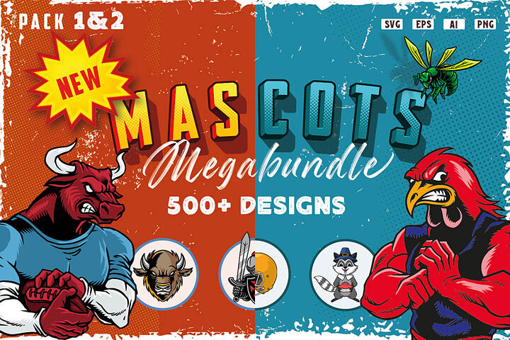Vector Mascots Bundle – 500+ Designs