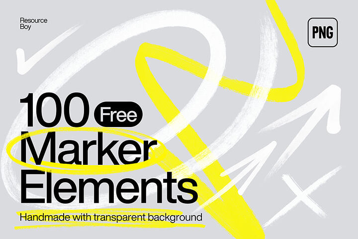 100 Free PNG Marker Elements
