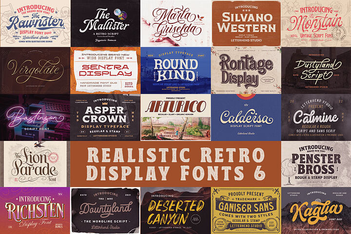 Realistic Retro Display Fonts Vol.6