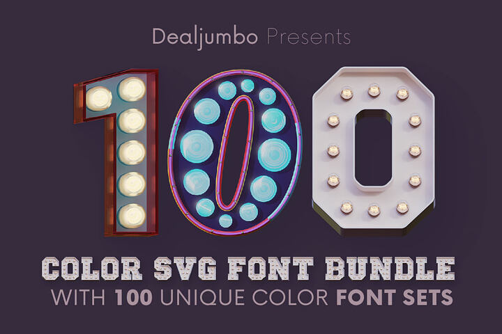 Huge Color SVG Font Bundle 2 – 100 Sets