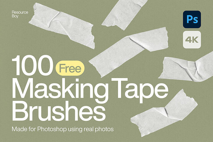 100 Tape FREE Photoshop Brushes