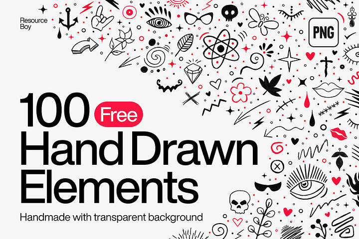 100 FREE Hand Drawn Elements