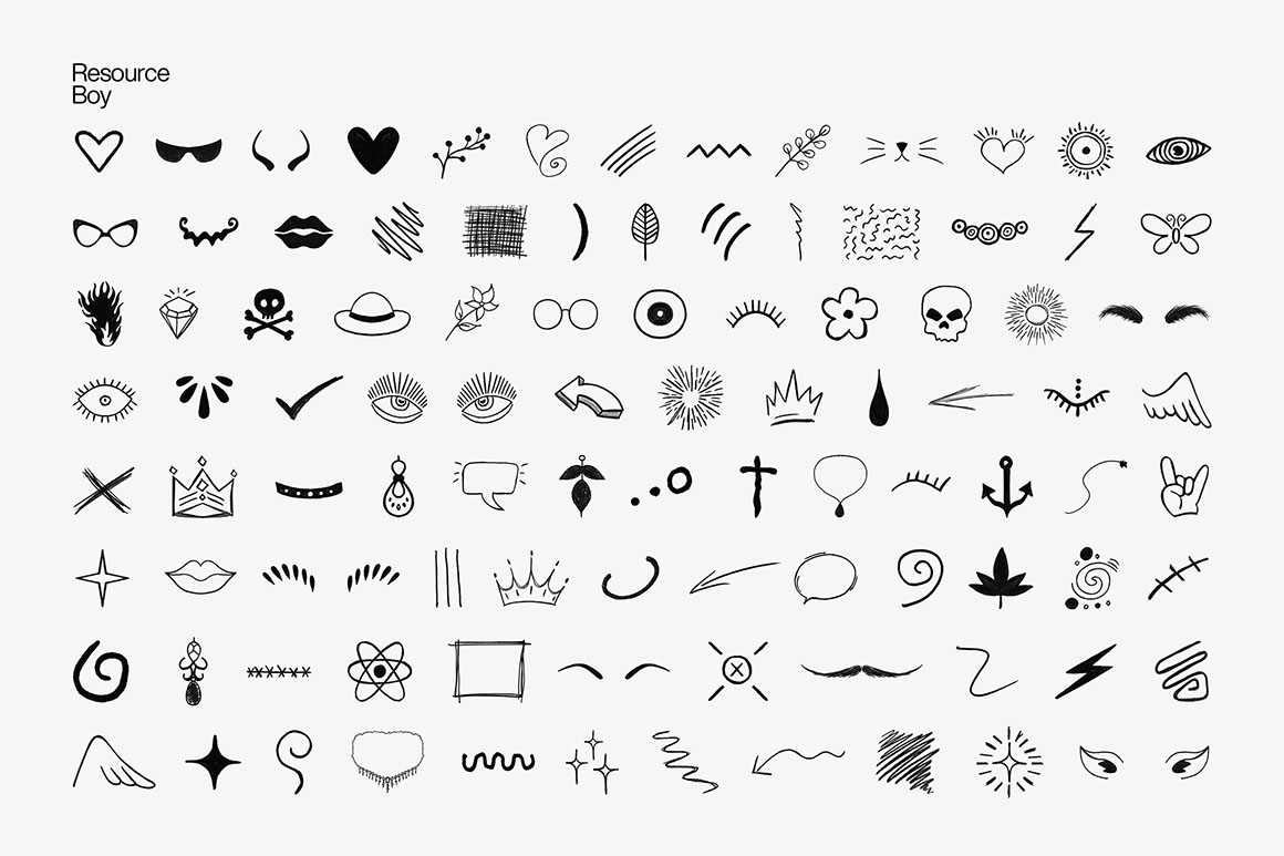 100 FREE Hand Drawn Elements - Dealjumbo