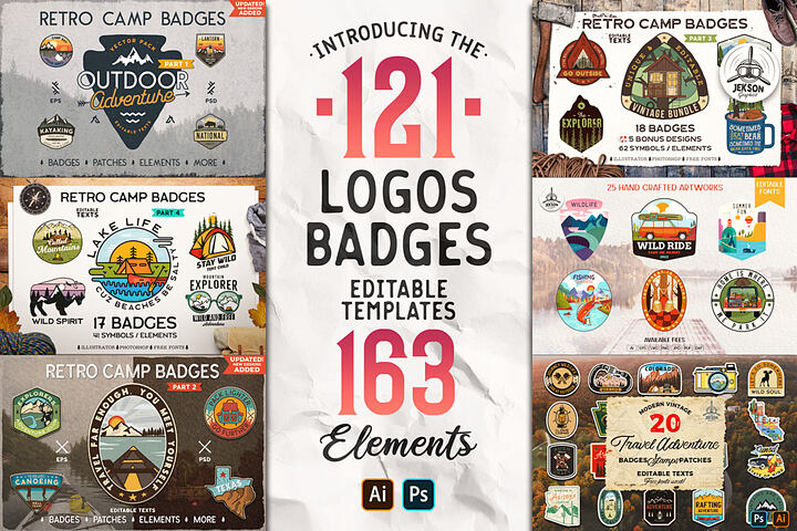 Retro Camp Badges Mega Bundle