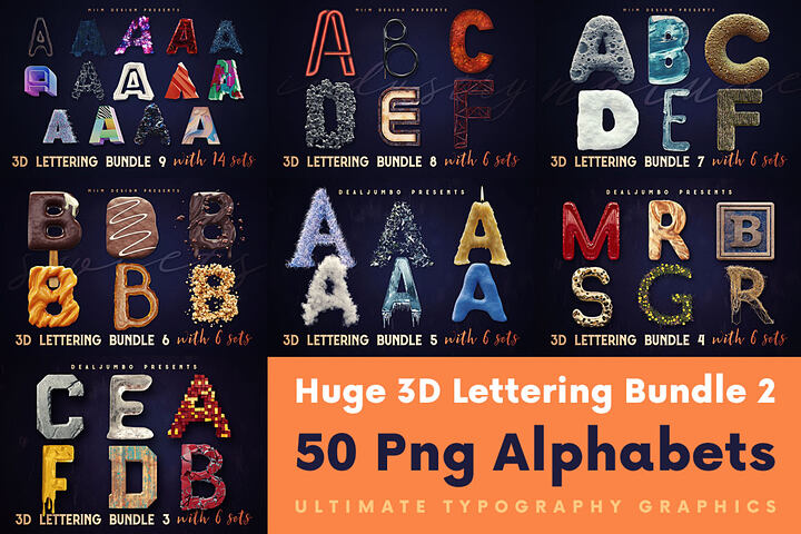 Huge 3D Lettering Bundle 2 – 50 Sets
