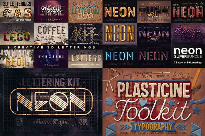 18 Creative 3D Alphabet Sets – 4 in 1