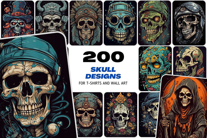 200 Skull Designs – Digital Illustrations