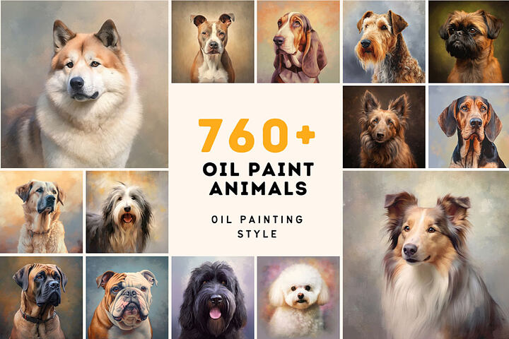 760 Exquisite Dog Breed Oil Paintings