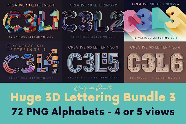 Huge 3D Lettering Bundle 3 – 72 Sets