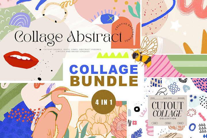 Abstract Collage Bundle 4 in 1
