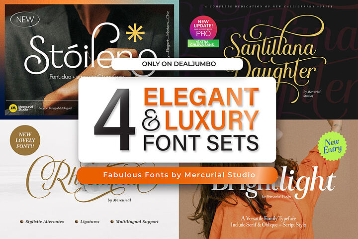 4 Elegant & Luxury Font Sets