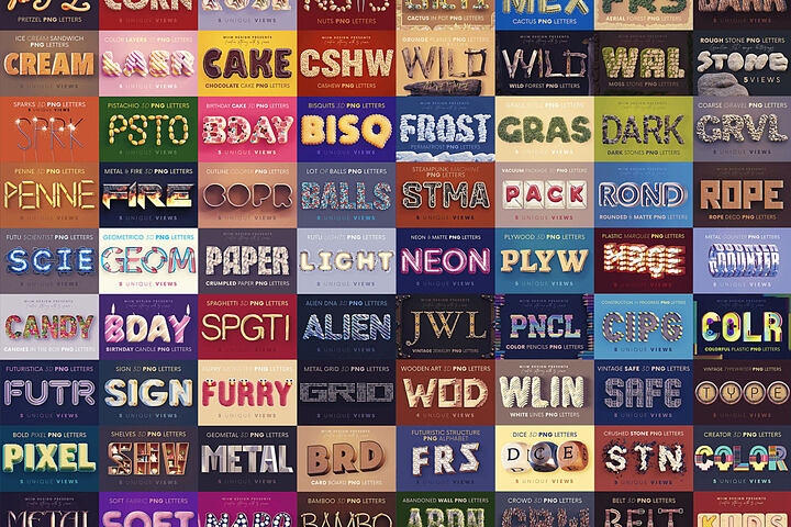 Huge 3D Lettering Bundle 4 – 72 Sets