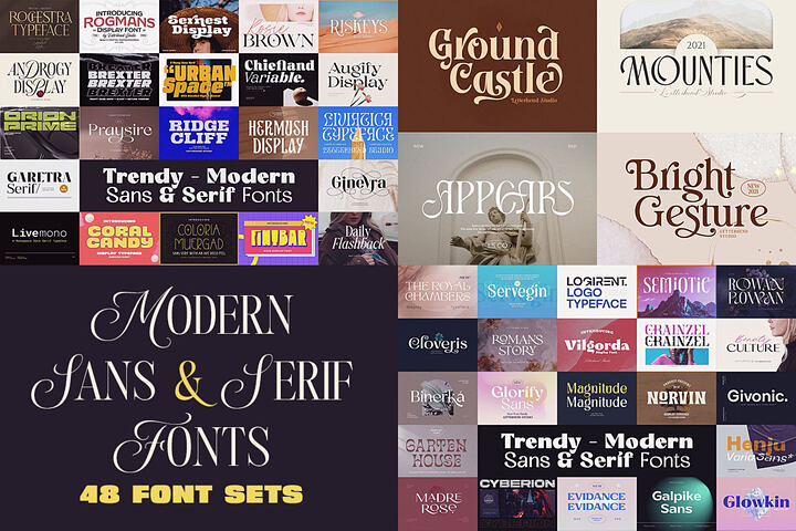 Modern Sans & Serif Fonts – 48 Sets