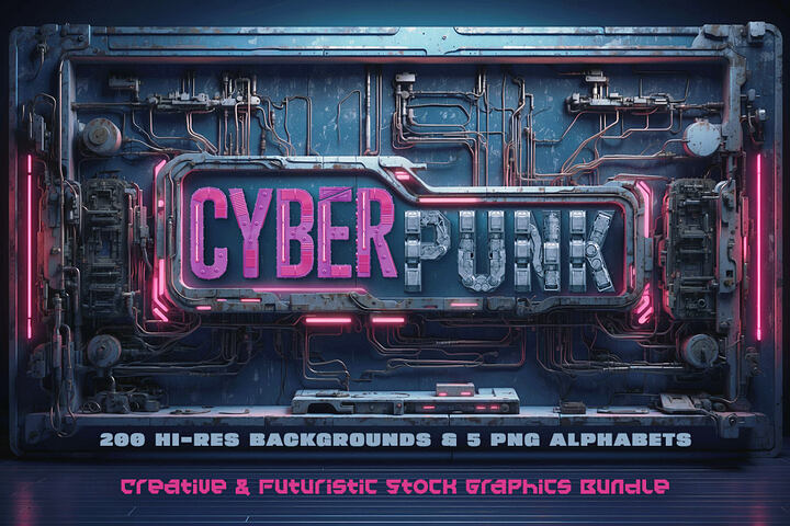 200 Cyberpunk Frames & Backgrounds