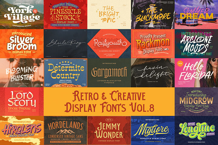 Retro & Creative Display Fonts Vol.8