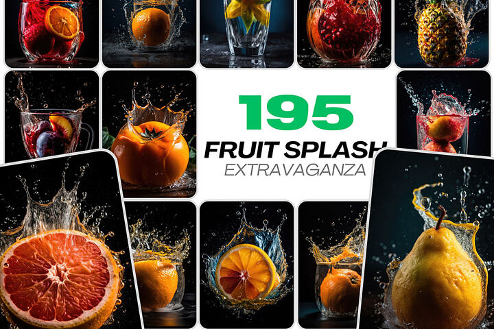 195 Fruit & Water Splash Images
