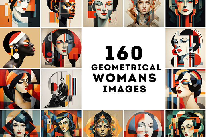 Abstract Geometric Women Portraits