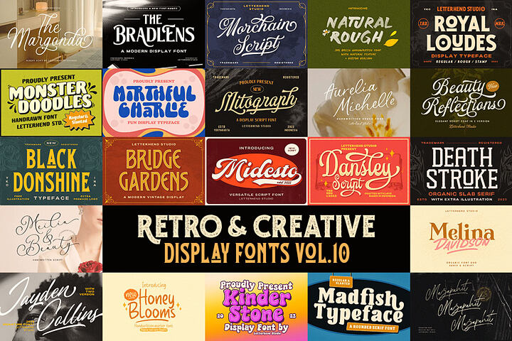 Retro & Creative Display Fonts Vol.10
