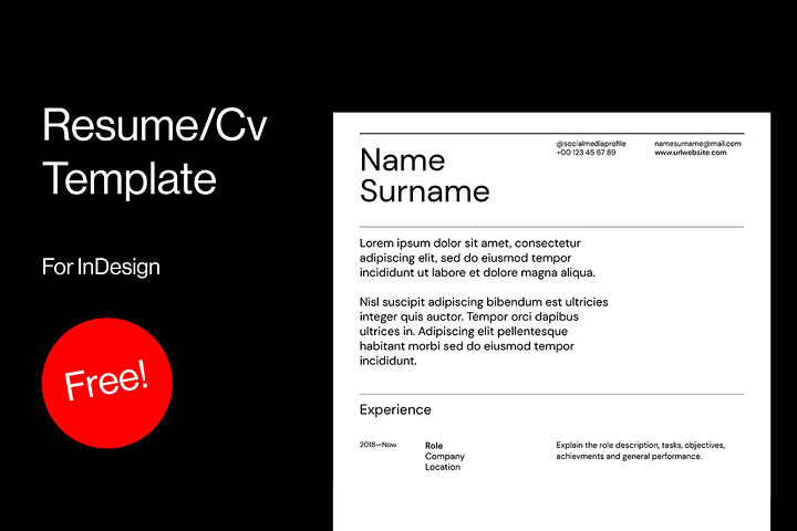 Free Clean InDesign Resume